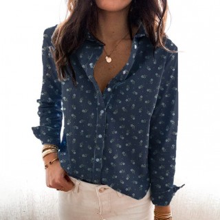 Floral Print Long Sleeves Lapel Shirt