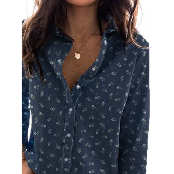 Floral Print Long Sleeves Lapel Shirt