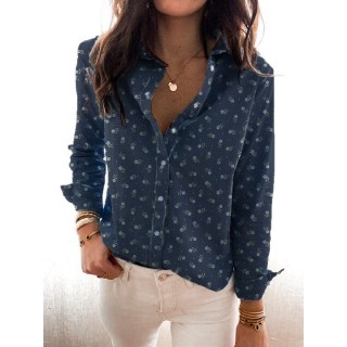 Floral Print Long Sleeves Lapel Shirt