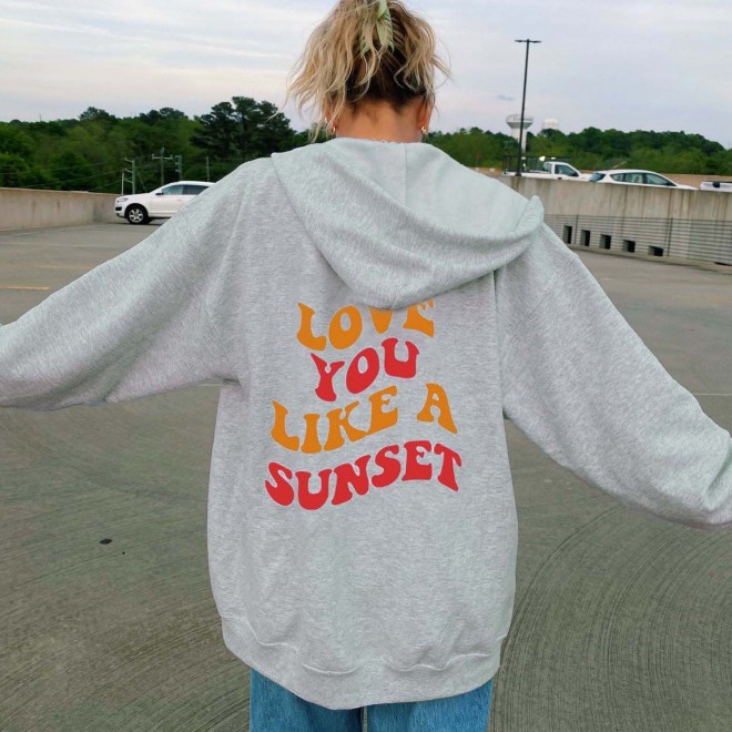 Love You Like A Sunset Print Women's Casual Hoodie