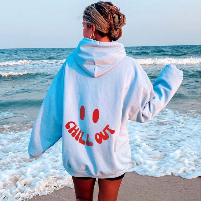 Women's Chill Out Print Aesthetic Hoodie