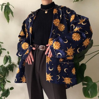 Vintage Printed Color Long Sleeve Shirt